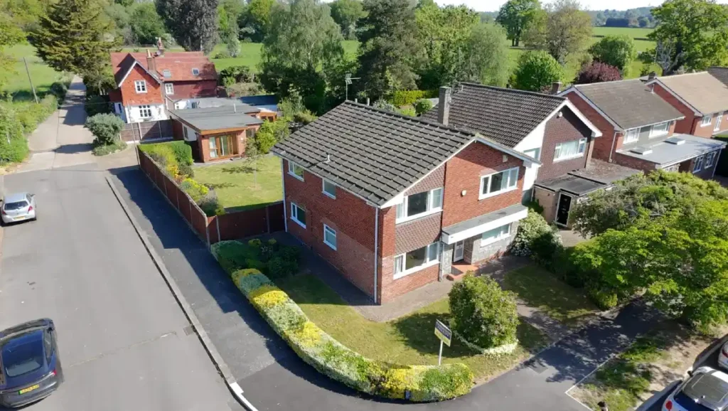 Condition Survey 6 Suburban detached house captured from above for a condition survey, homebuyer survey, or building survey