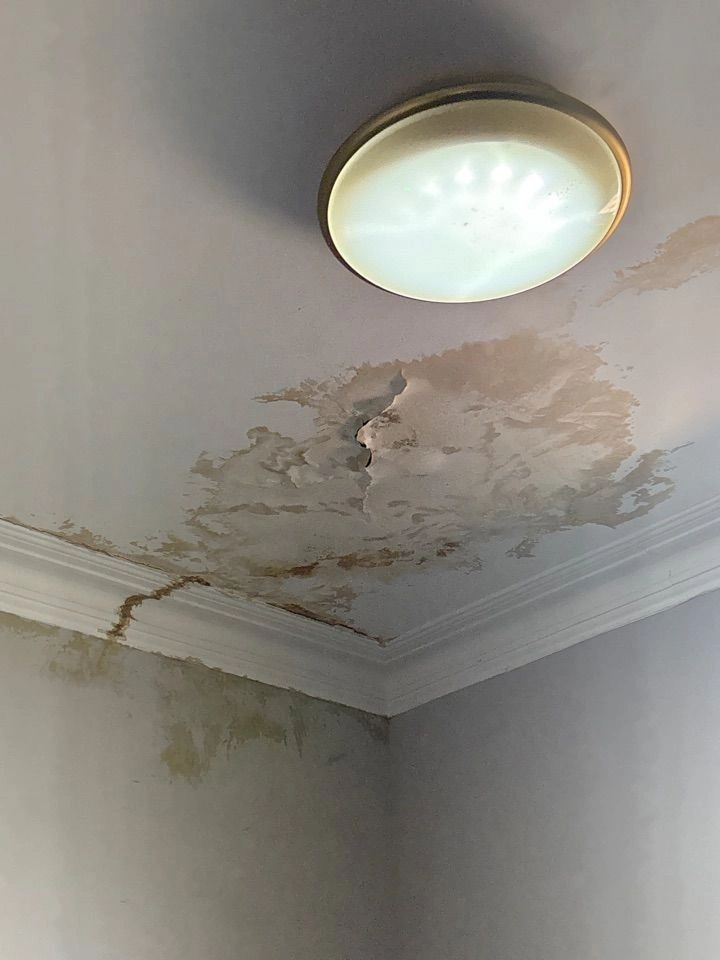 Severe ceiling water ingress & paint failure