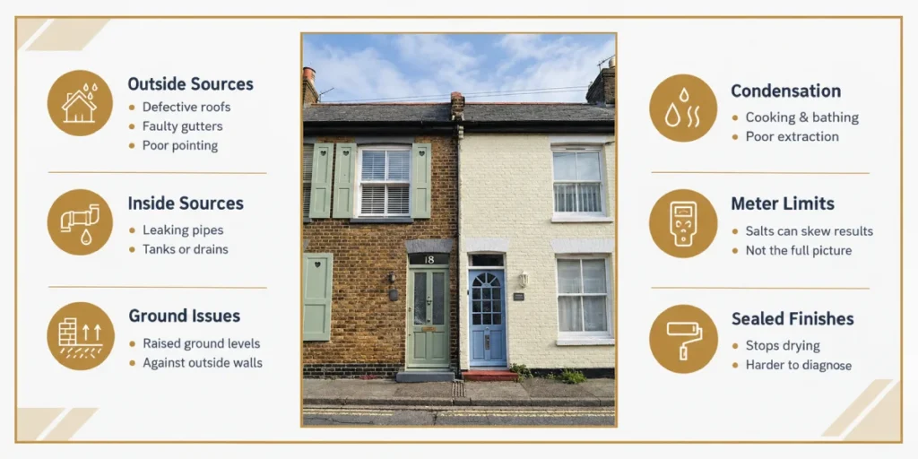 Moisture movement in older properties and common damp sources